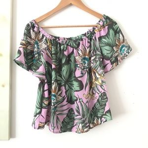 J. Crew Off Shoulder Flutter Sleeve Floral Top M